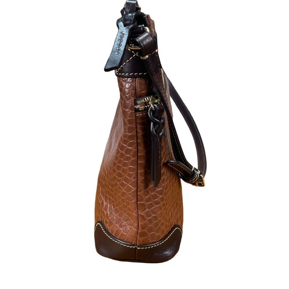 Dooney & Bourke Brown Croc Embossed Leather Medium Shoulder Bag K9106788 - Picture 5 of 15